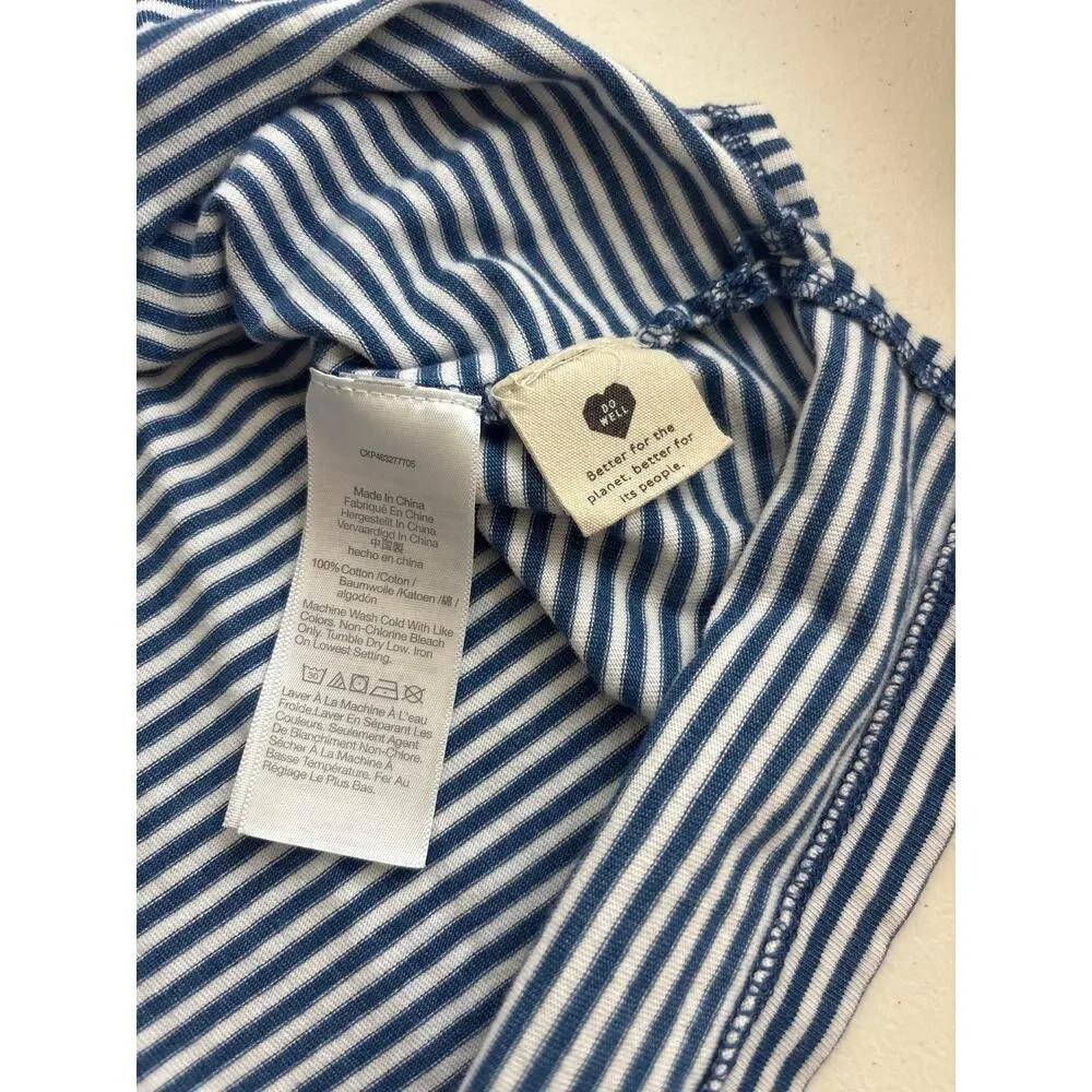 Madewell Blue White Stripe Boxy Crop Tee XS Cotton Casual Top